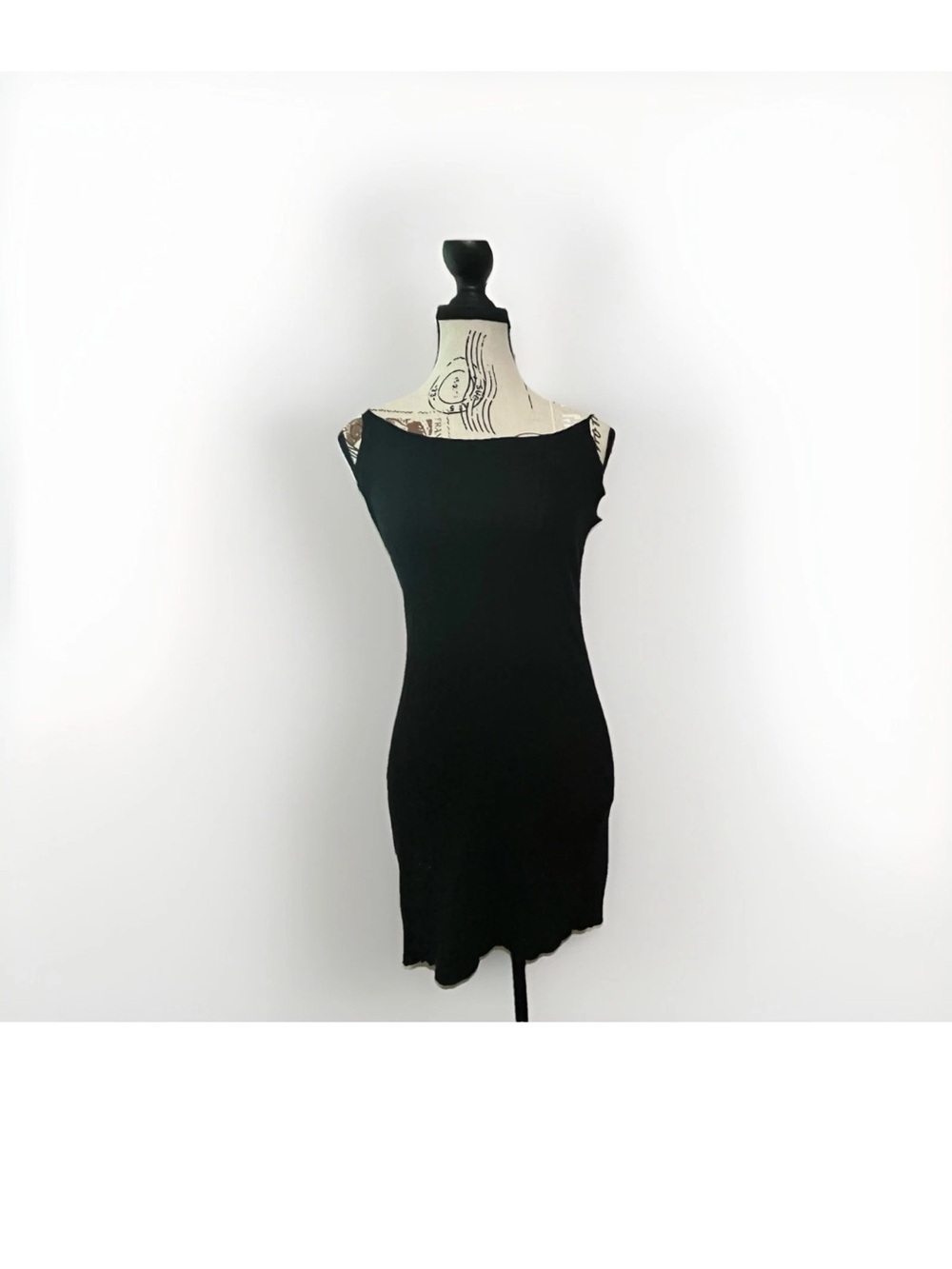 Sexy Black Square Neck Bodycon Mini Dress Spaghetti Strap LBD Size Small